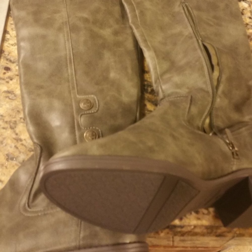 LILLY EDLEMAN OVER THE KNEE BOOTS  OLIVE GREEN 10